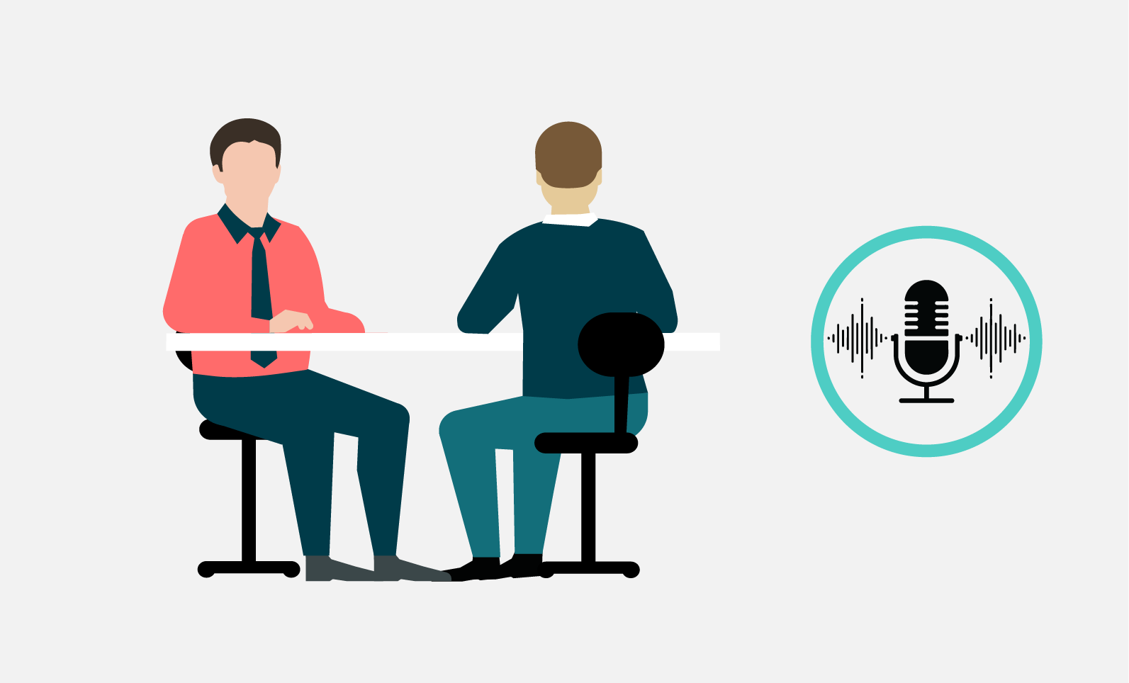 Illustration of a person having an assessment and an audio recording is being made
